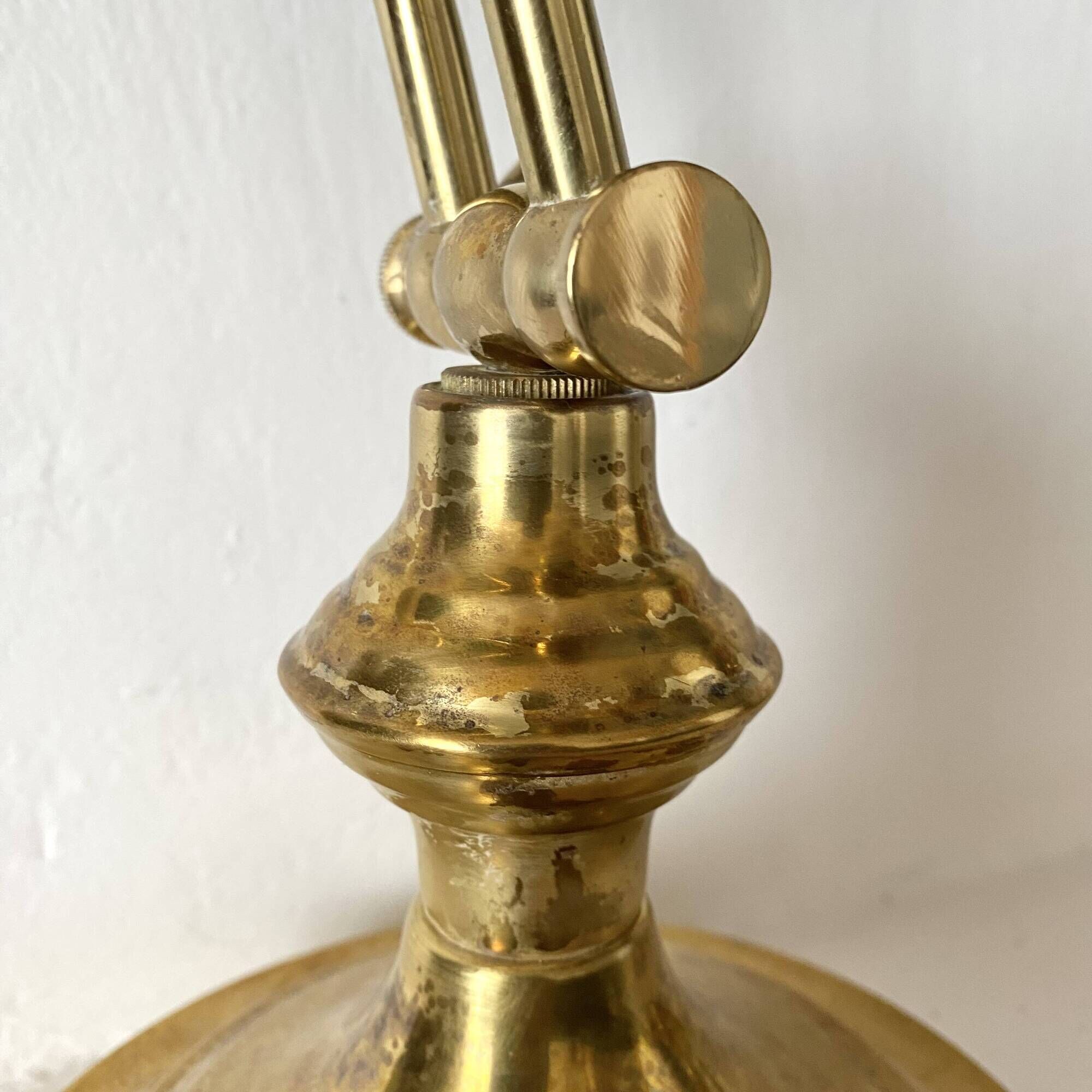 Pair of notary-style lamps in gilded metal