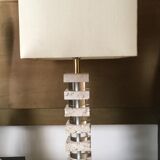 Table lamp in fossilized travertine and Lucite way of Karl Springer about 1970'