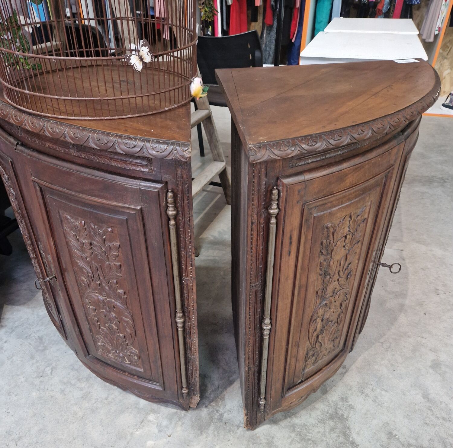 2 Louis XVI style corner cabinets