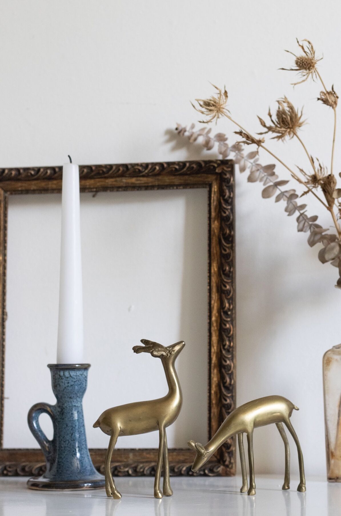 Vintage brass deer and doe