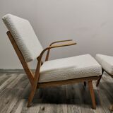 Mid-century wool boucle armchairs