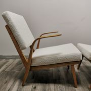 Mid-century wool boucle armchairs