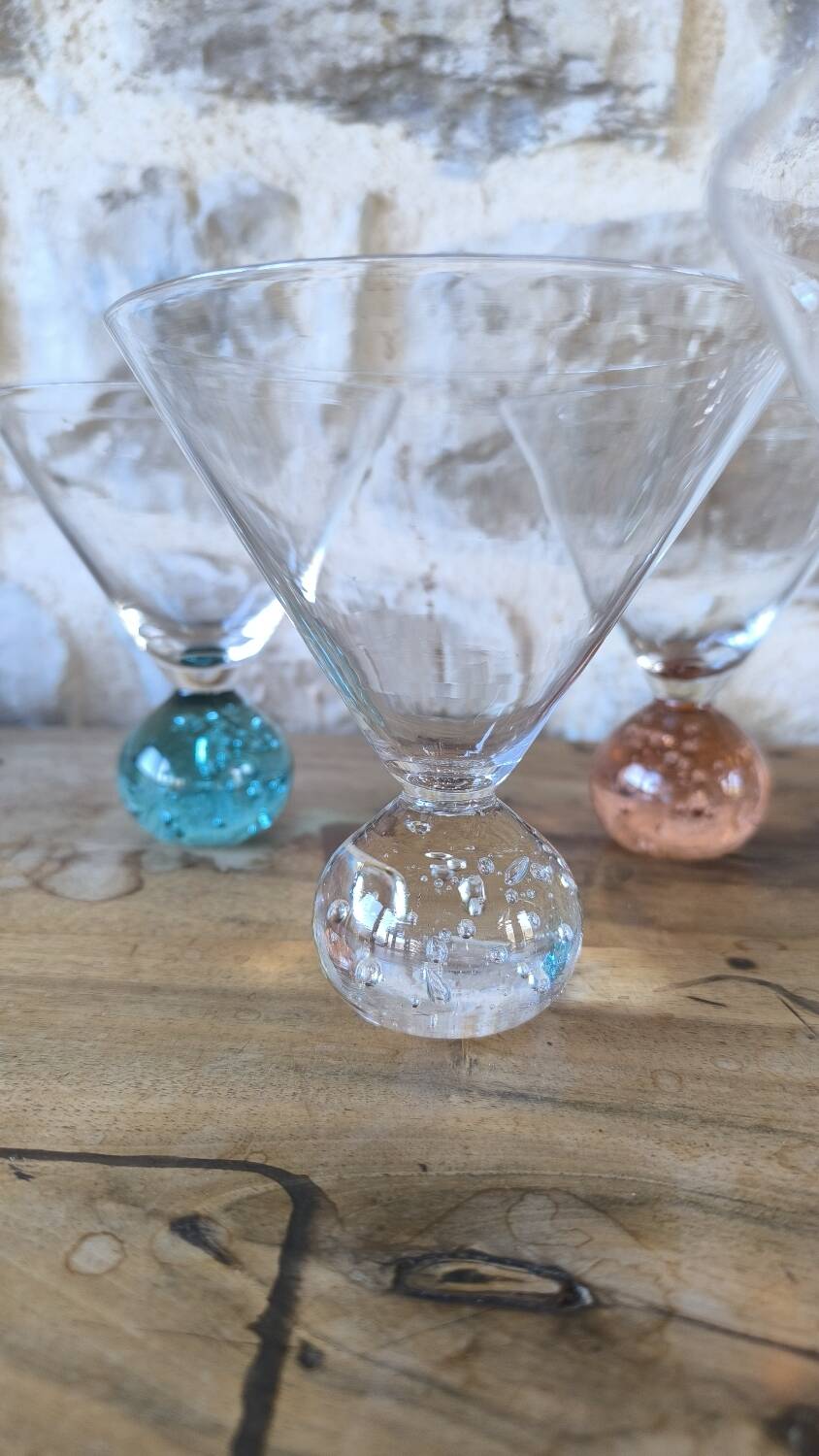 Set of 6 postmodern bubble glass cocktail glasses