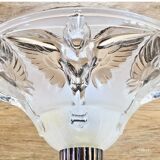 Art Deco lamp with glass tube base Petitot bird basin signed Jean Boris Lacroix