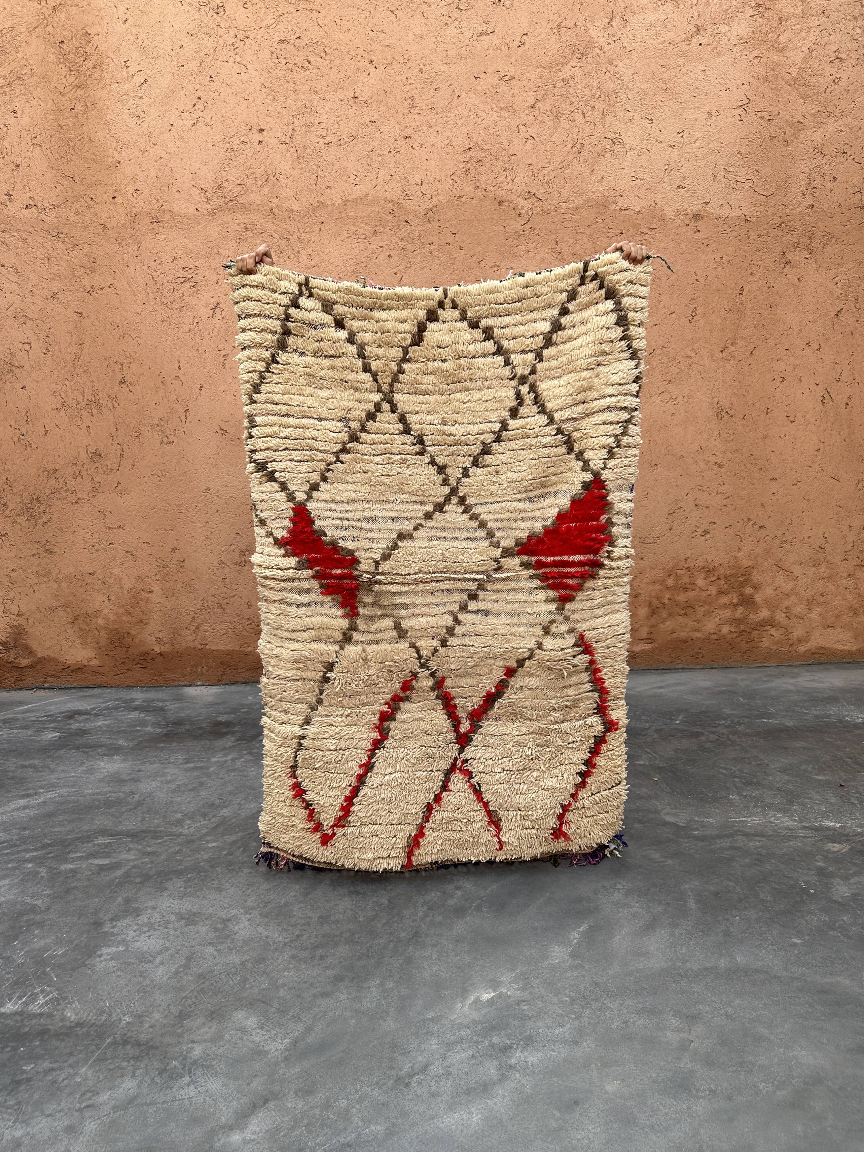 Moroccan carpet azilal beige - 114 x 166 cm