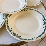 set of 5 large flat plates in Terre de Fer Longchamp model Belleville late 19th century