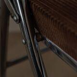 Vintage Chrome Folding Chairs (Pair) | Brown Corduroy Upholstery