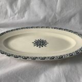 Lot of 12 old flat plates and 2 dishes, Terre de fer Henri II Salins