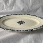 Lot of 12 old flat plates and 2 dishes, Terre de fer Henri II Salins