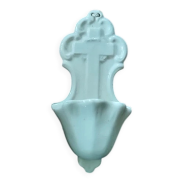 Fontaine à eau bénite en céramique vintage