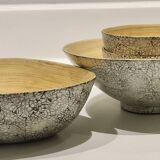 Set of 4 hand-painted bamboo salad bowls