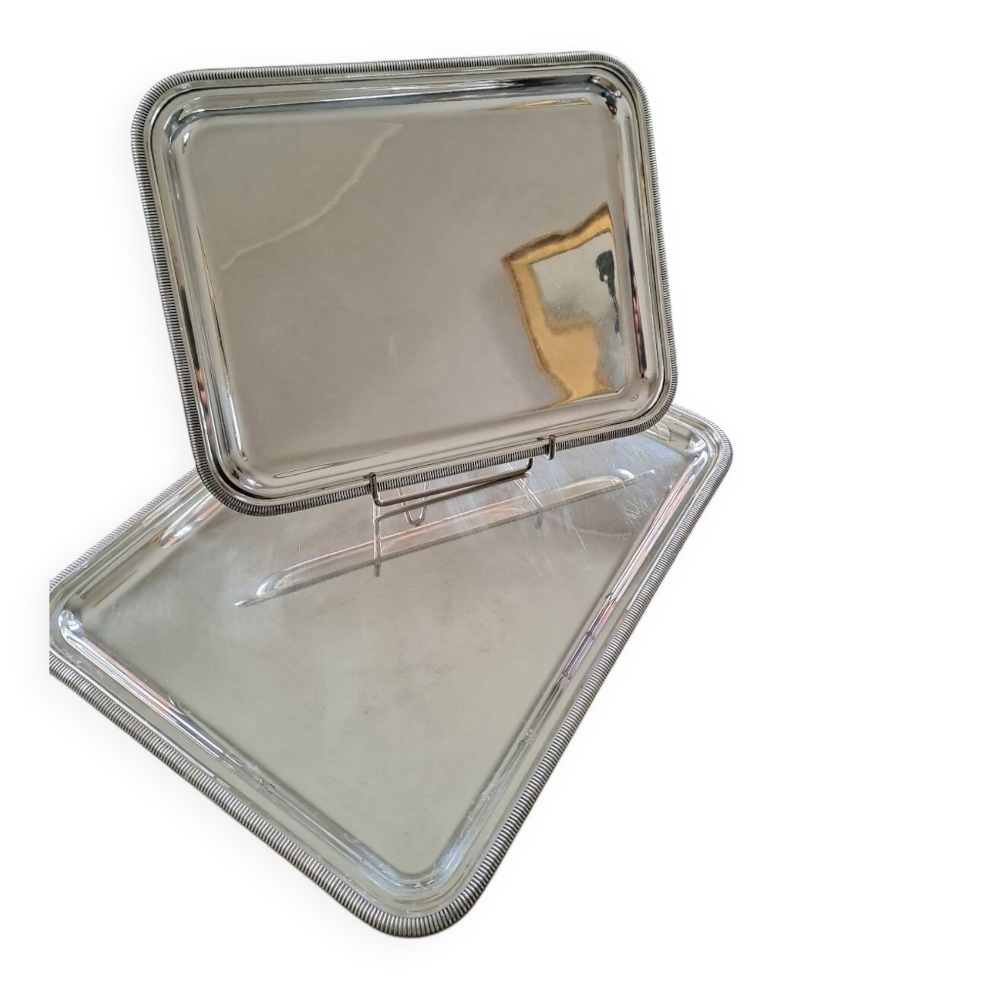 Set of two silver-plated metal trays from Christofle