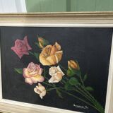 Large painting Still life with roses by Bousseau R.