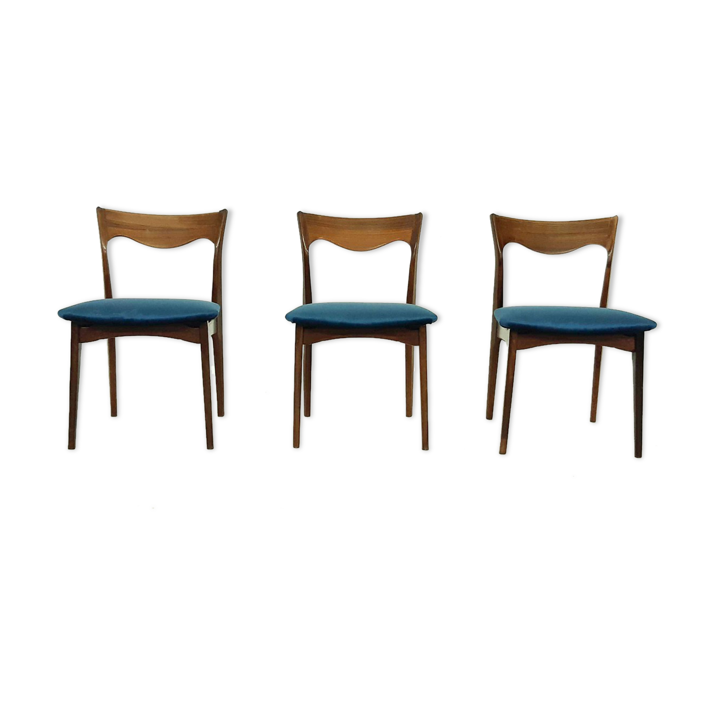 Set of 3 roseood "AWA"dining chairs, the Netherlands 1950's