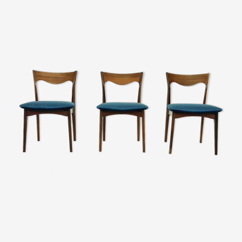Set of 3 roseood "AWA"dining chairs, the Netherlands 1950's