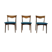 Ensemble de 3 chaises à manger roseood "AWA" Pays-Bas des années 1950