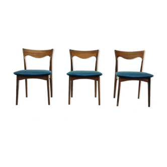 Ensemble de 3 chaises à manger roseood "AWA" Pays-Bas des années 1950