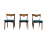 Ensemble de 3 chaises à manger roseood "AWA" Pays-Bas des années 1950