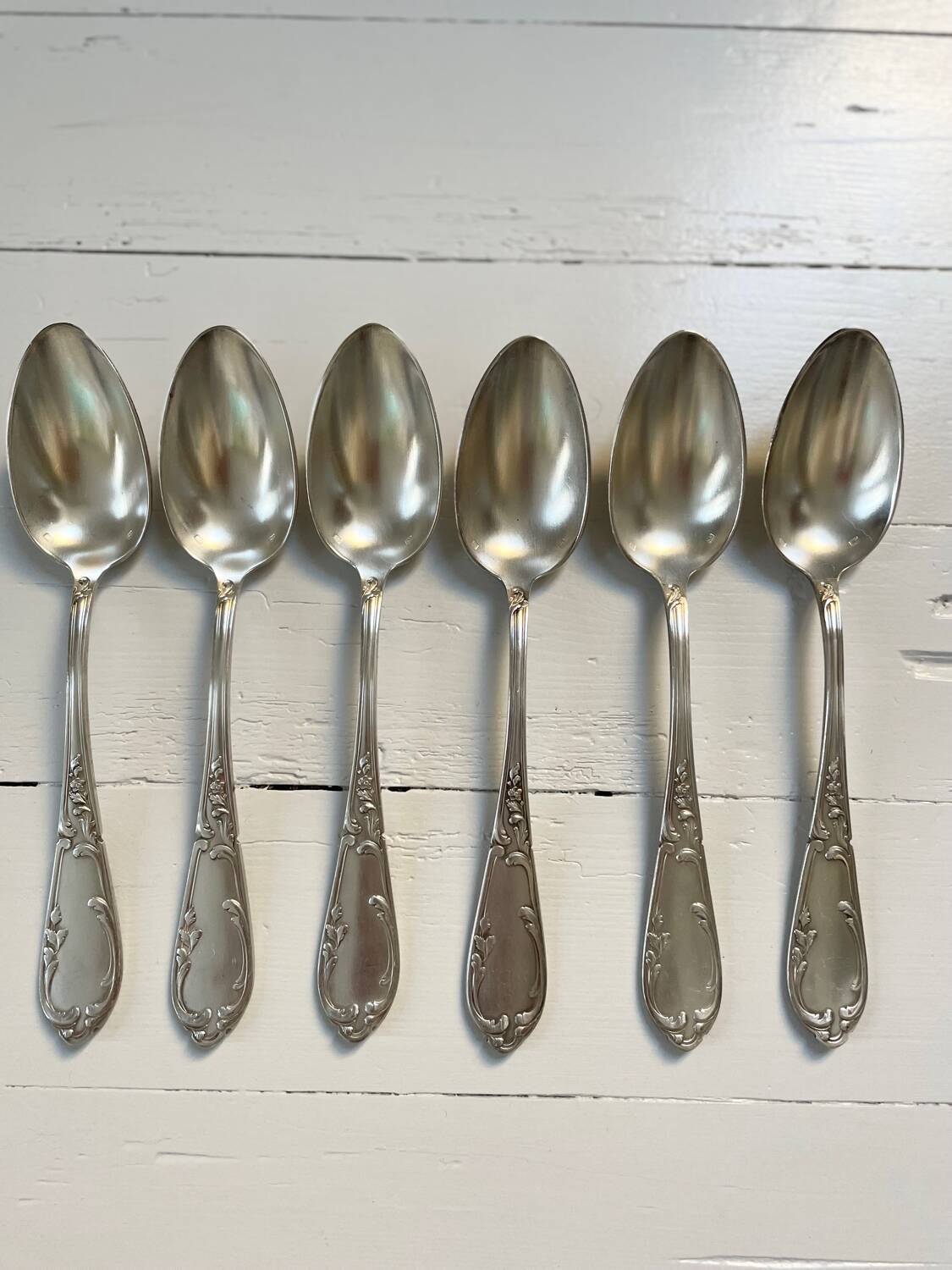 6 silver-plated floral spoons