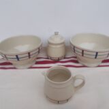 Set of 2 Basque stoneware bowls with handle