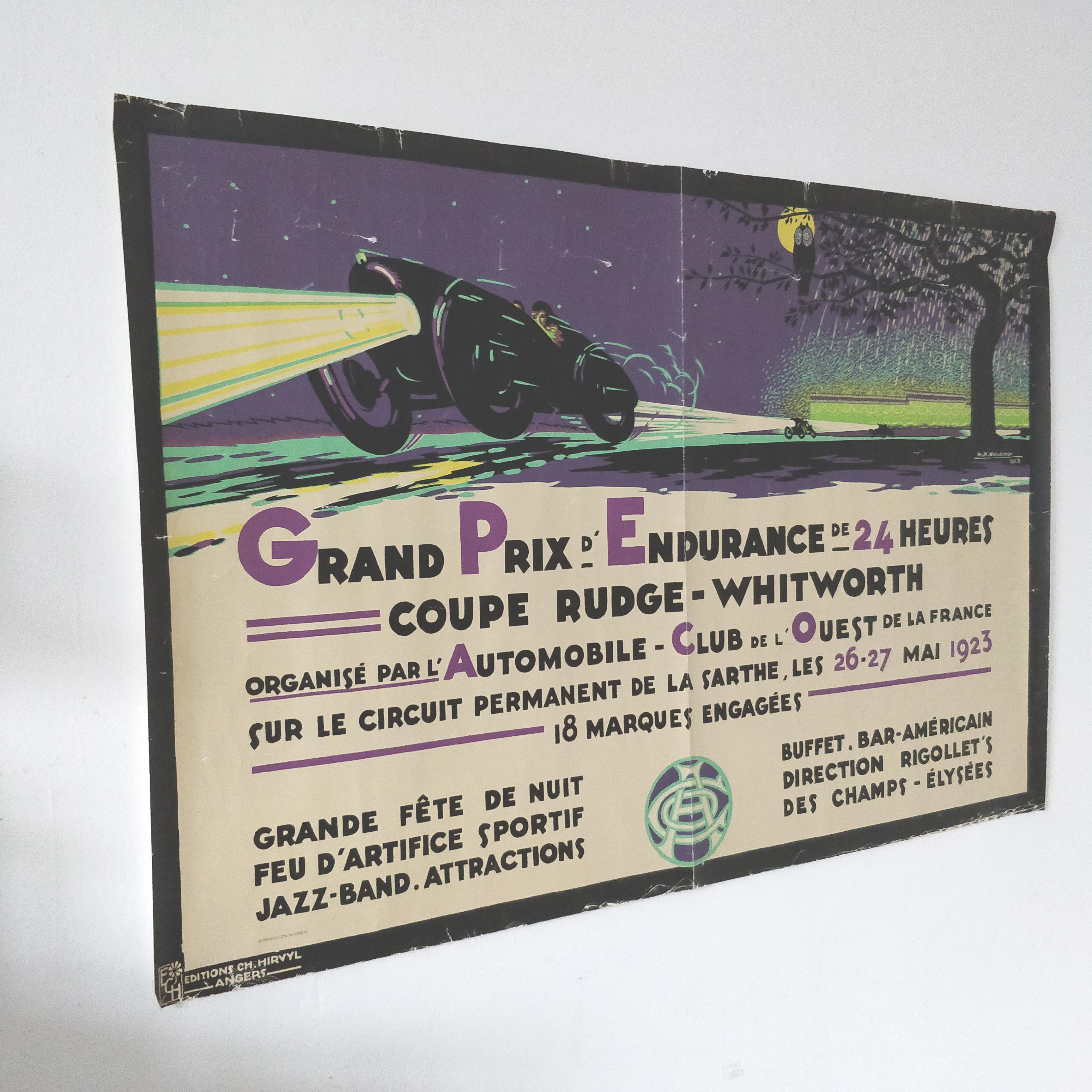 Affiche 24h du Mans Automobiles 1923