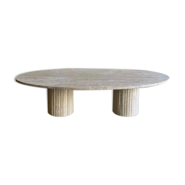 Table basse ovale Calypso - 120x60 - travertin naturel | Selency