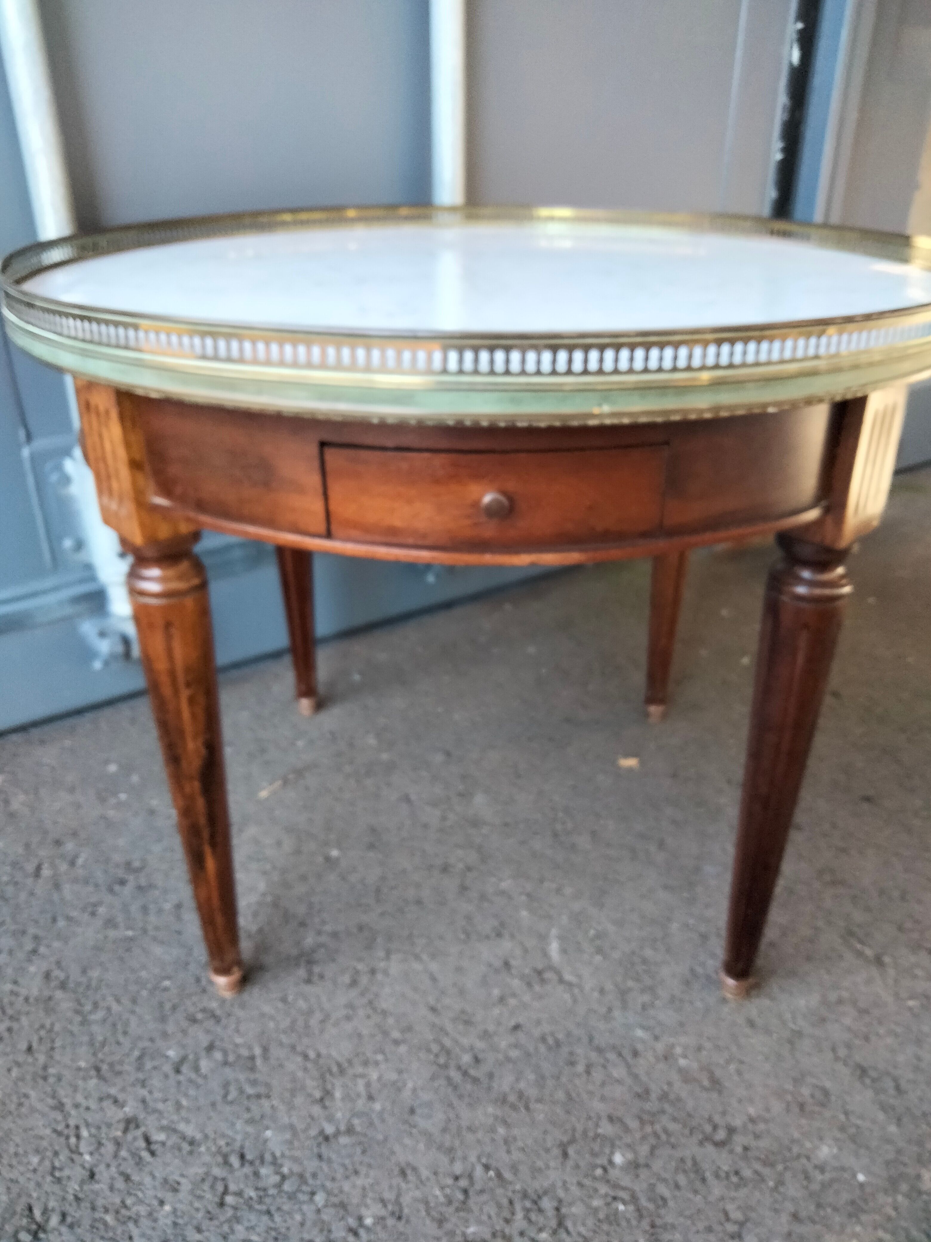 Coffee table hot water bottle old marble top Louis xvi style
