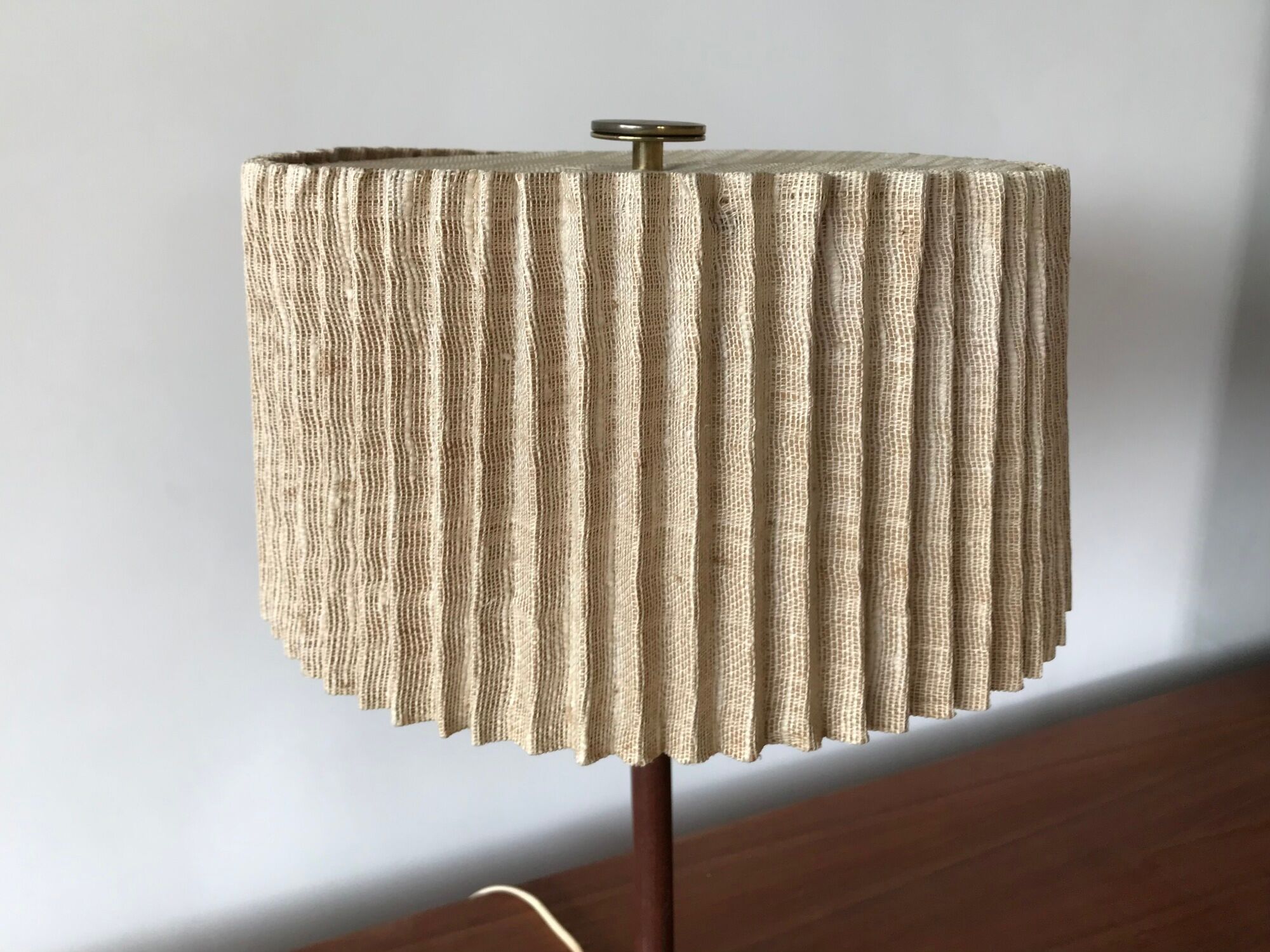 Brass and rosewood lamp by J.T Kalmar, Austria, circa 1950.