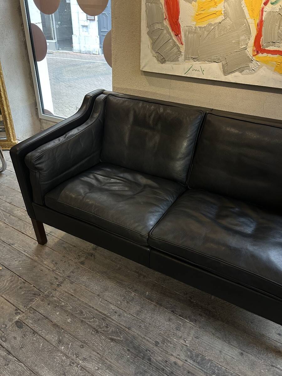 Borge Mogensen - 2-seater black leather sofa