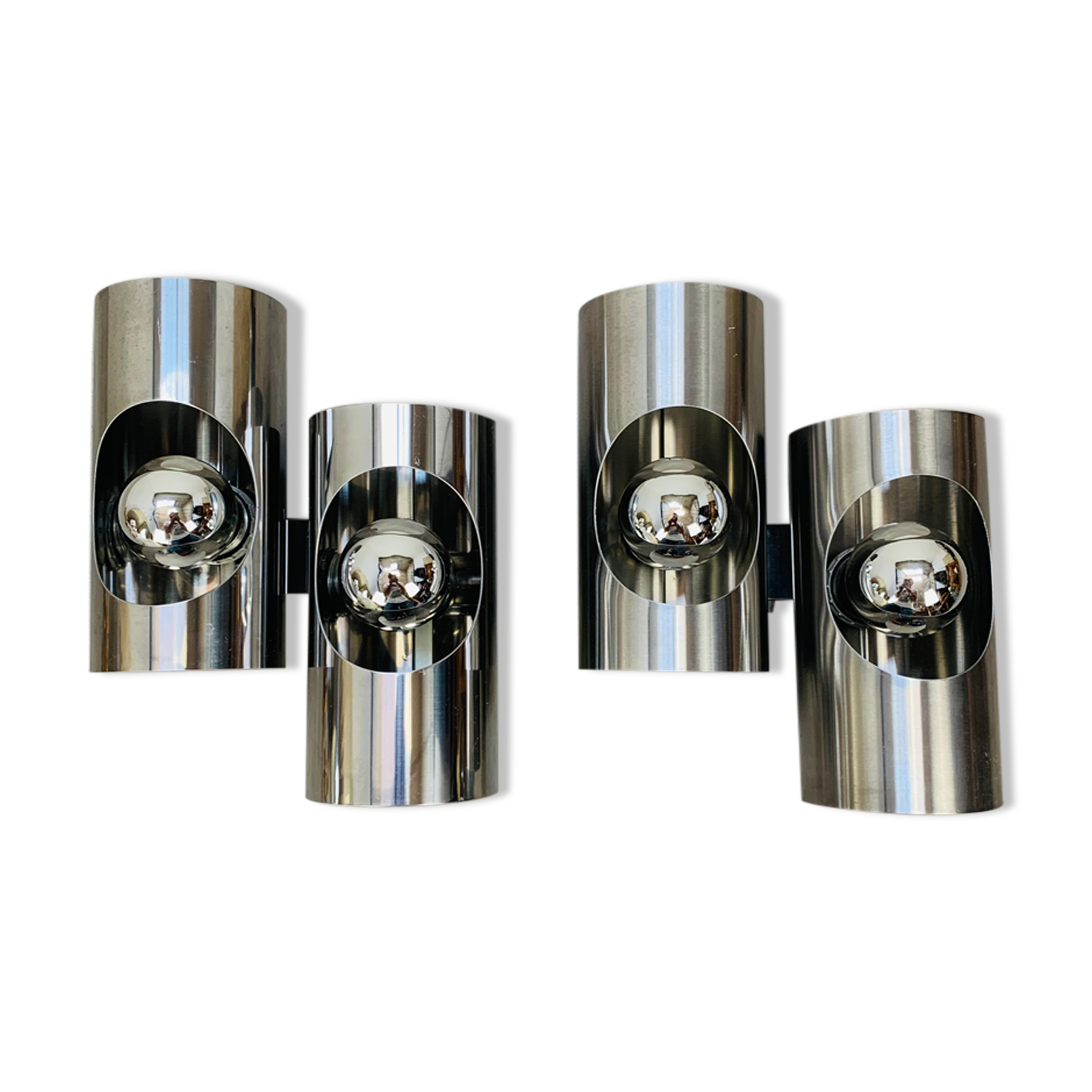Pair of Oxar 70s wall lamps space age style