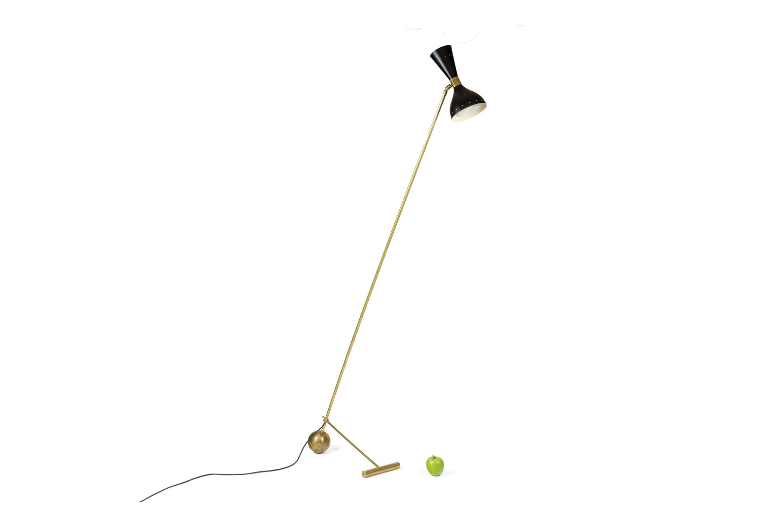 Floor lamp in perforated sheet metal and gilded brass, 1960s