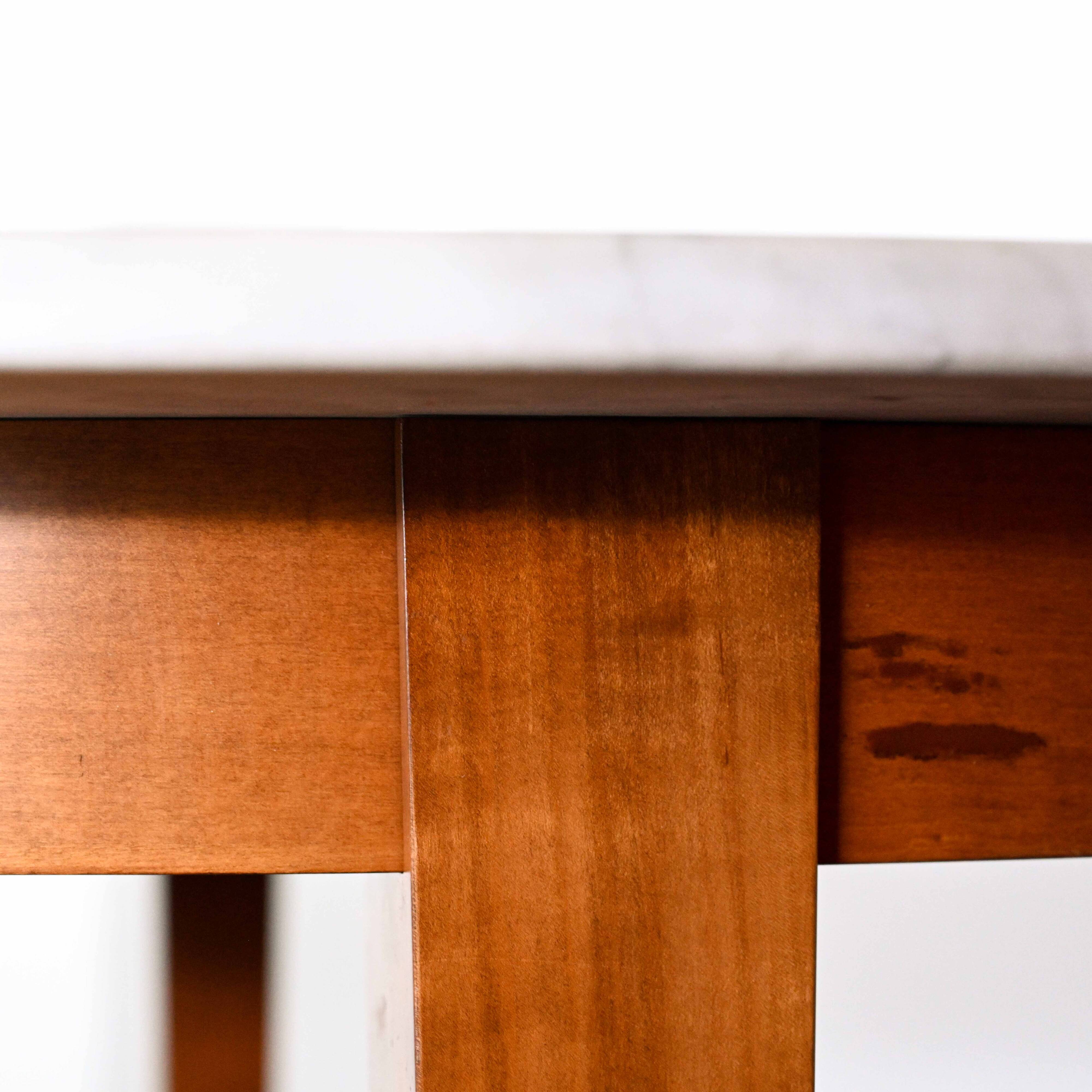 Neon High Table in mahogany lacquered cherrywood and Carrara marble