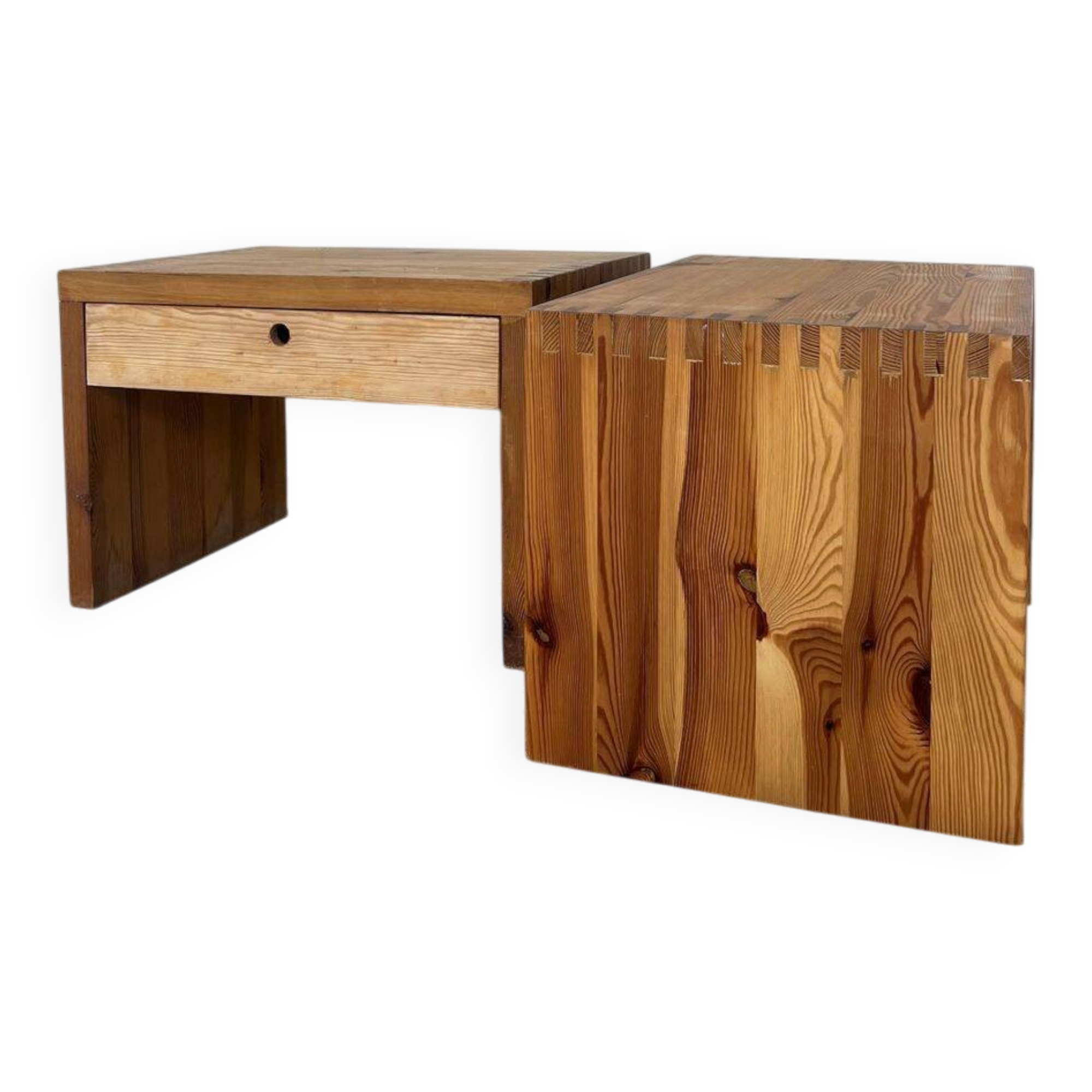Pair of Ate van Apeldoorn Pine Nightstands. Netherlands, 1970s need some TLC