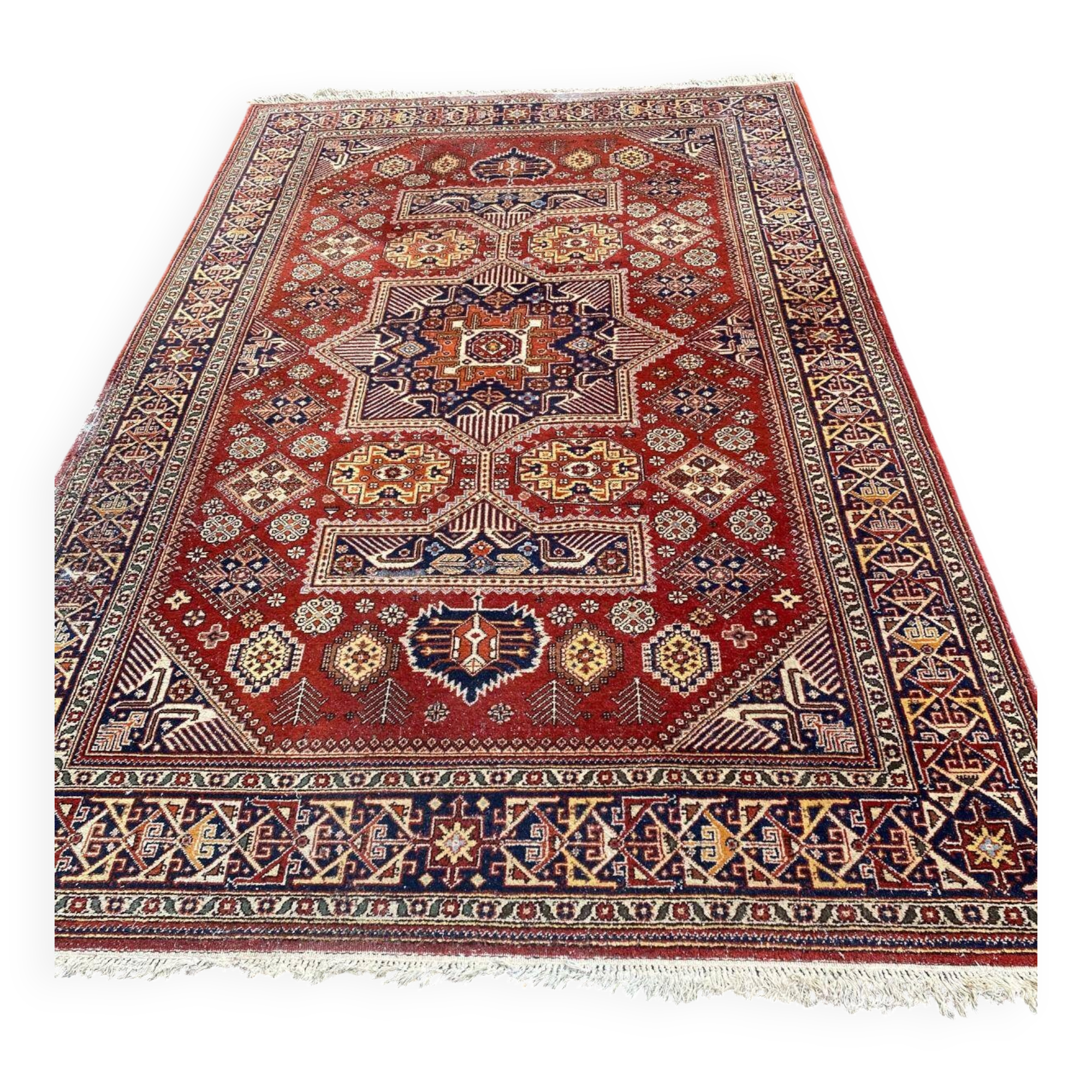 Burgundy wool Persian rug from Romania 200x300cm