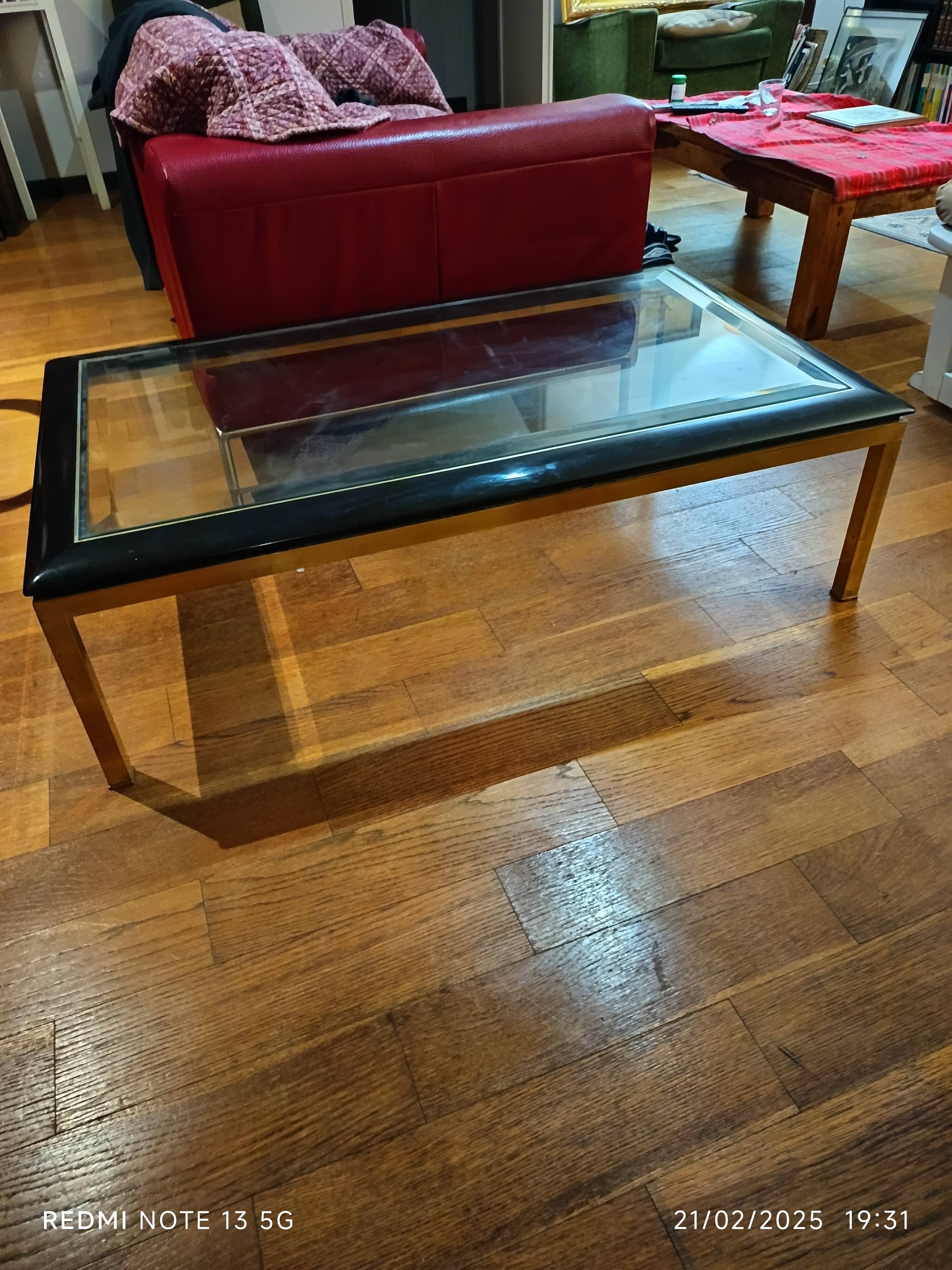 élégante table basse Hollywood Regency 1970