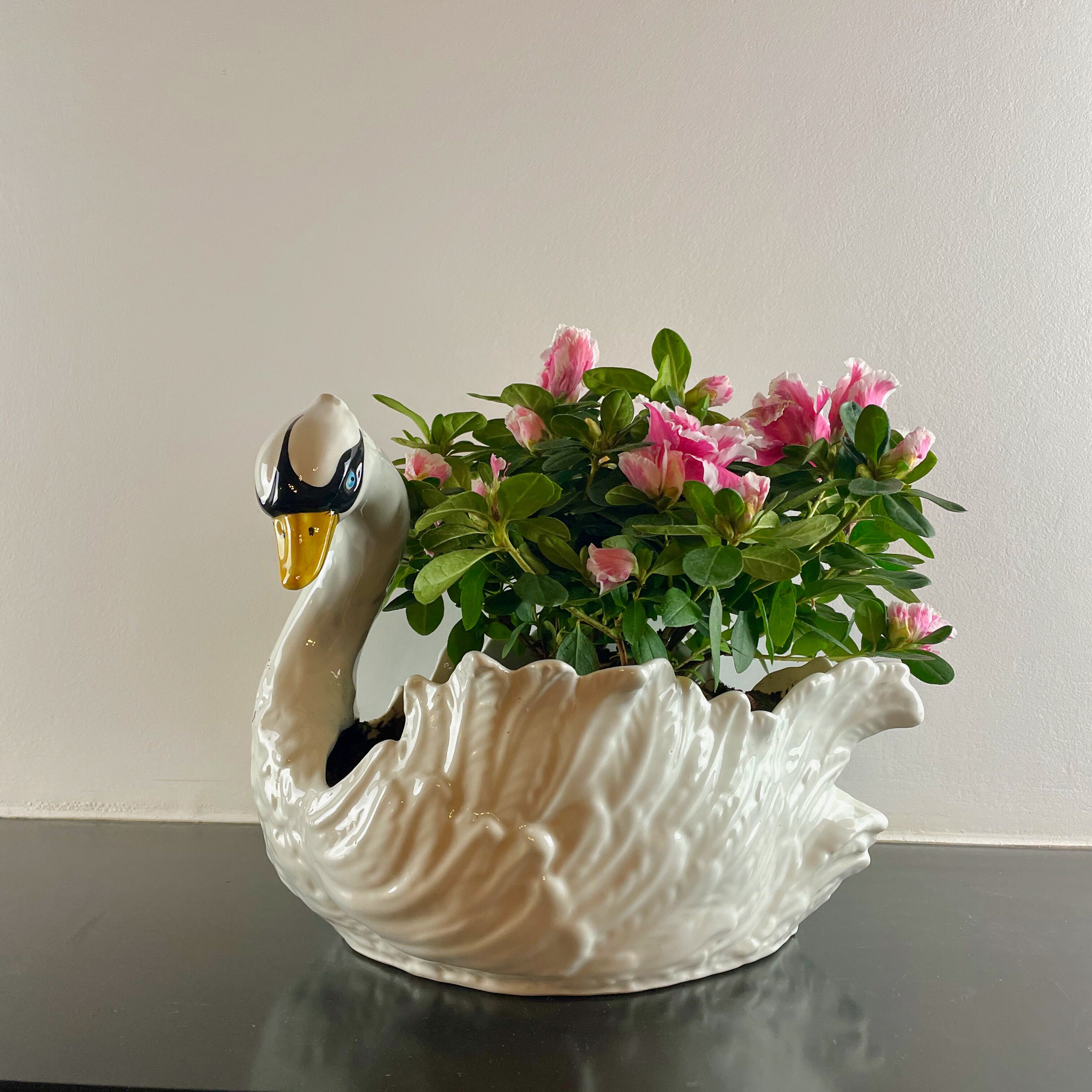 Swan ceramic planter from Bassano, Italy, circa 1970