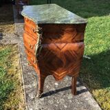 Louis XV style 3-drawer chest of drawers in wood and marble marquetry