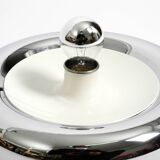Round metal chrome ceiling or wall lamp from Italy | Space Age Design