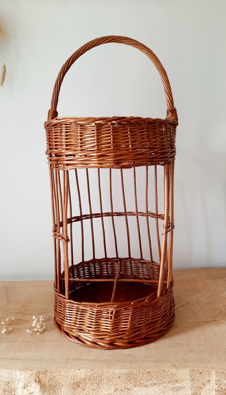 Vintage wicker bottle holder