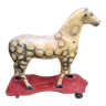 Antique toy, wooden horse on wooden base with wheels, dating from 1900