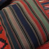 Striped Wool Kilim Pillow Cover, Handwoven Traditional Scatter Cushion- 39x39cm