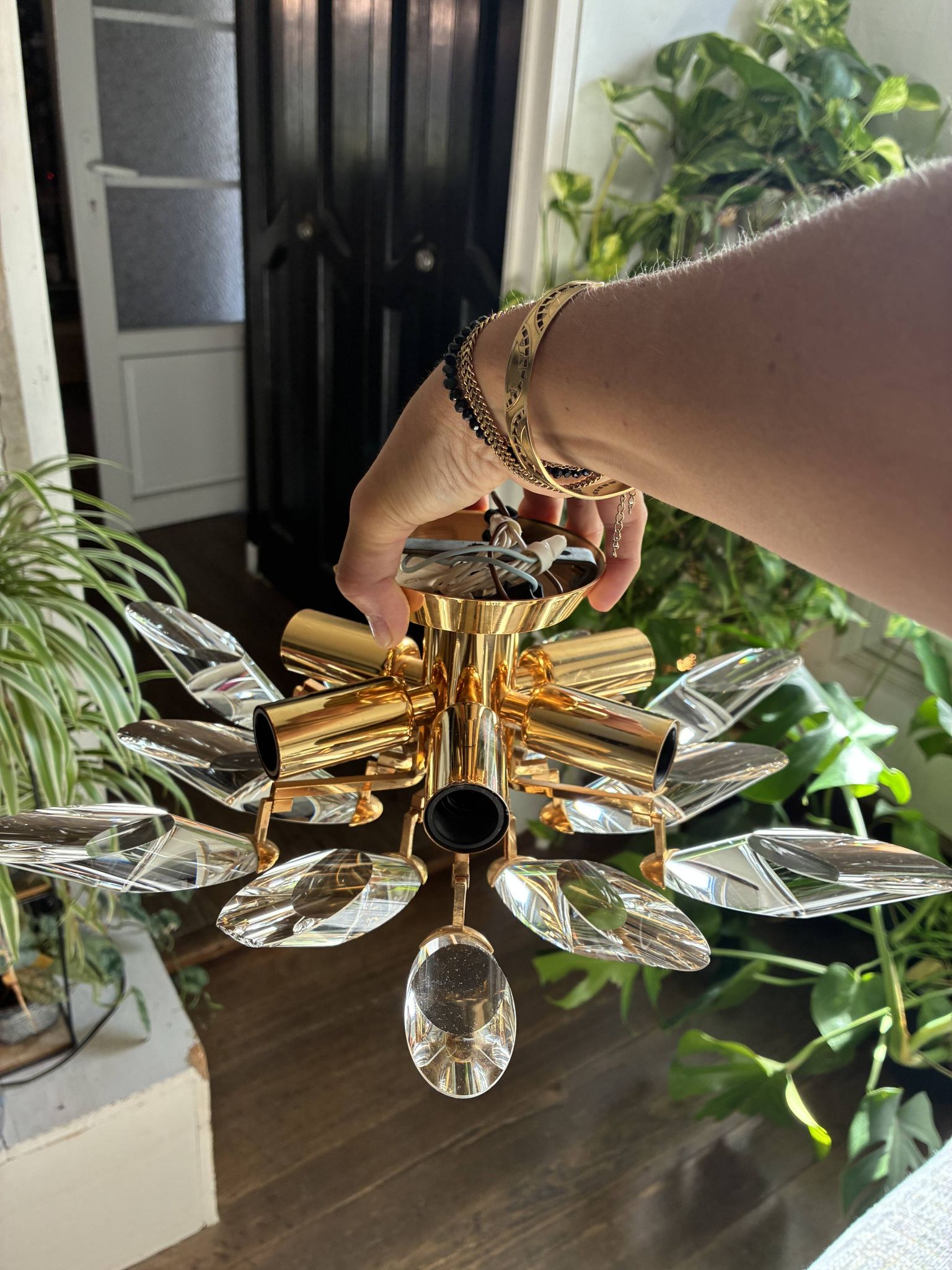 Vintage sputnik ceiling light — glass spikes