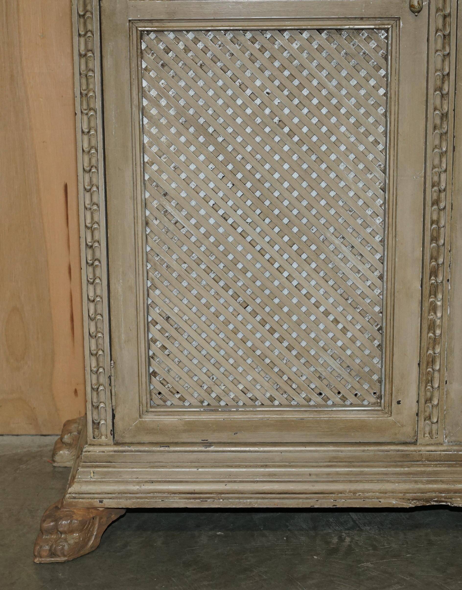Jacobean Revival armoire, hand-carved, painted - 1840-1860