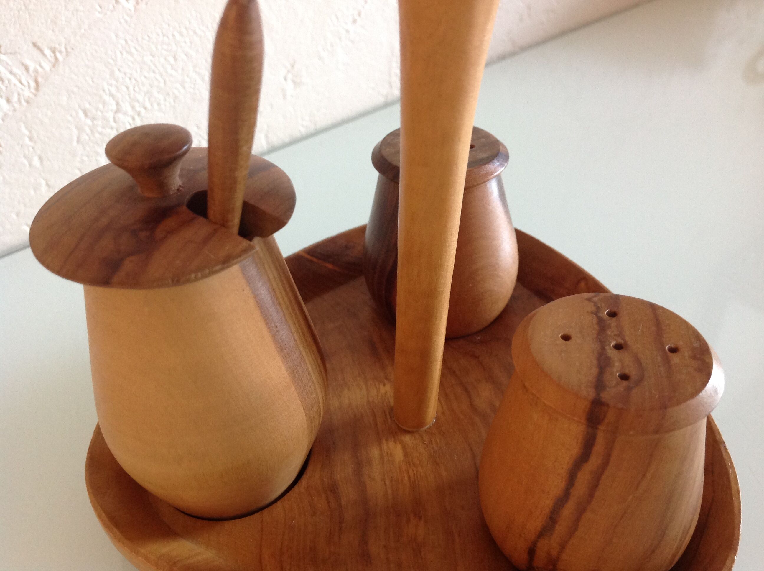 Scandinavian style wooden condiment set 60/70