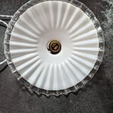 Old hanging lamp in white pleated opaline Art Deco 1930 Ø 25 cm