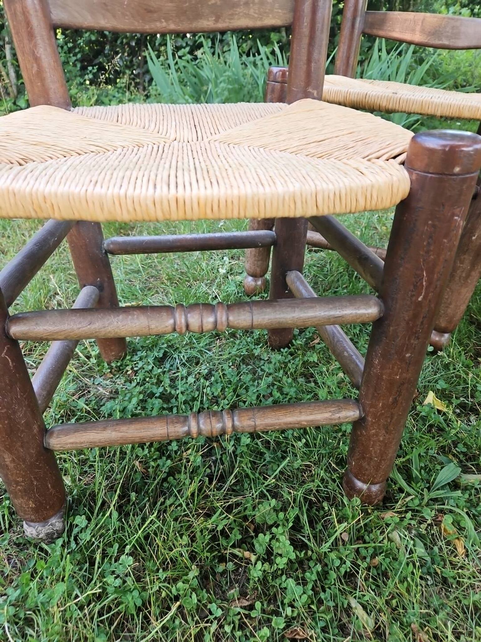 4 chaises Charles Dudouyt paillées design 40-50-60