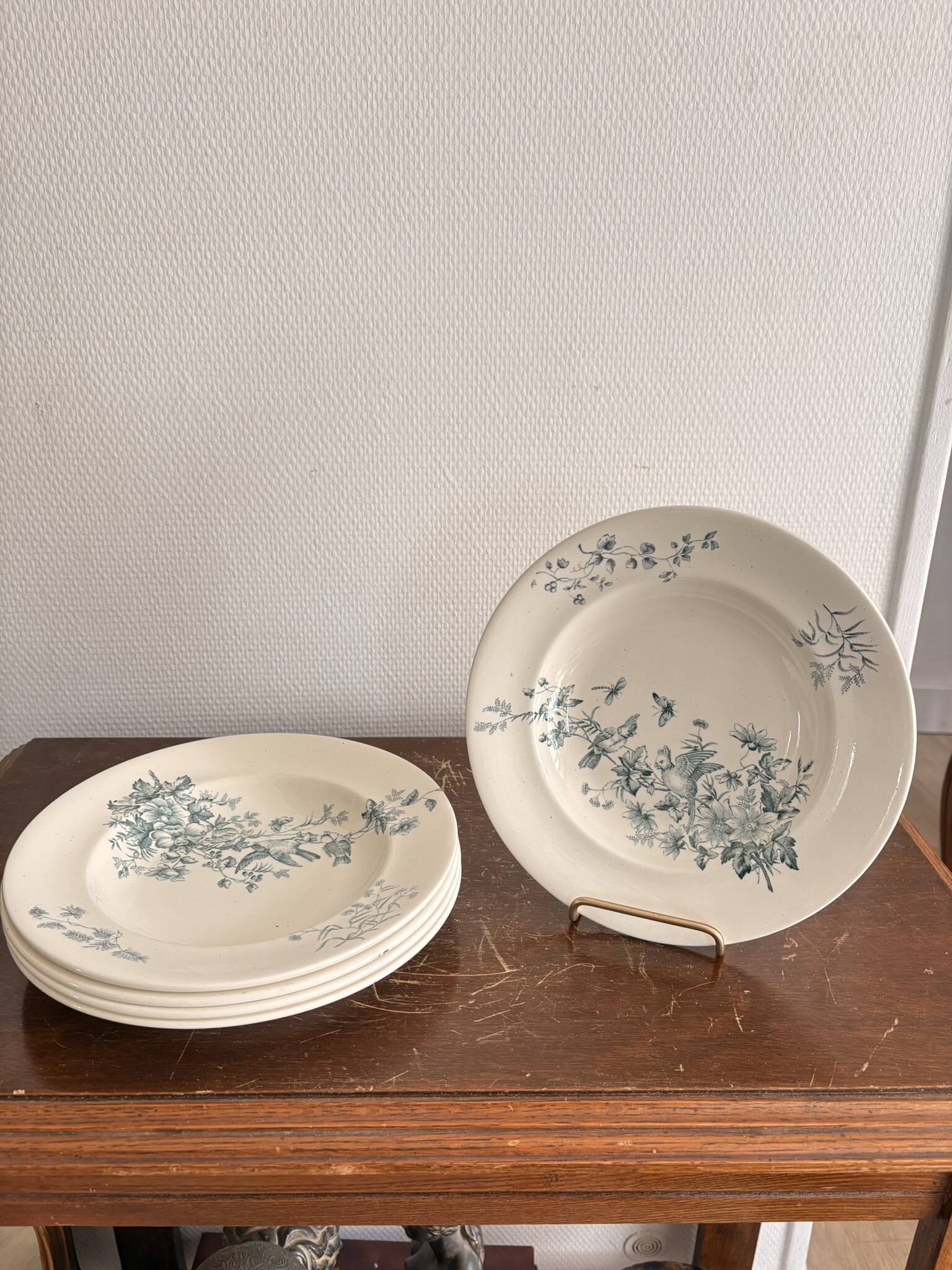 Lot 6 Plate Plates Faience Longwy Model Mignon