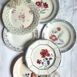 Old flat plates mismatched in earthenware