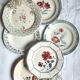 Old flat plates mismatched in earthenware