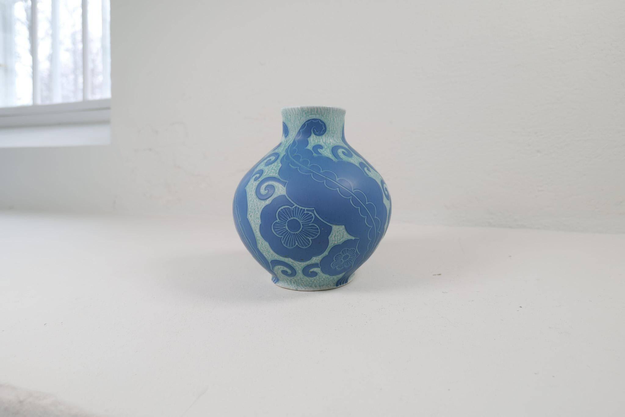 Art Deco Vase Grand Gustavsberg Sgraffito Josef Ekberg, Sweden, 1922